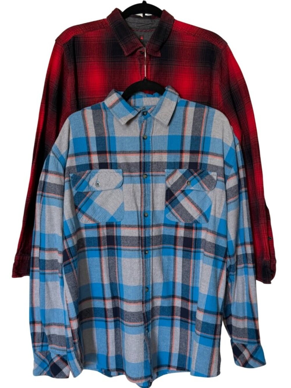 Lot of 2 Men's Gioberti & Woolrich Button-Down Plaid Flannel Shirts Size XL